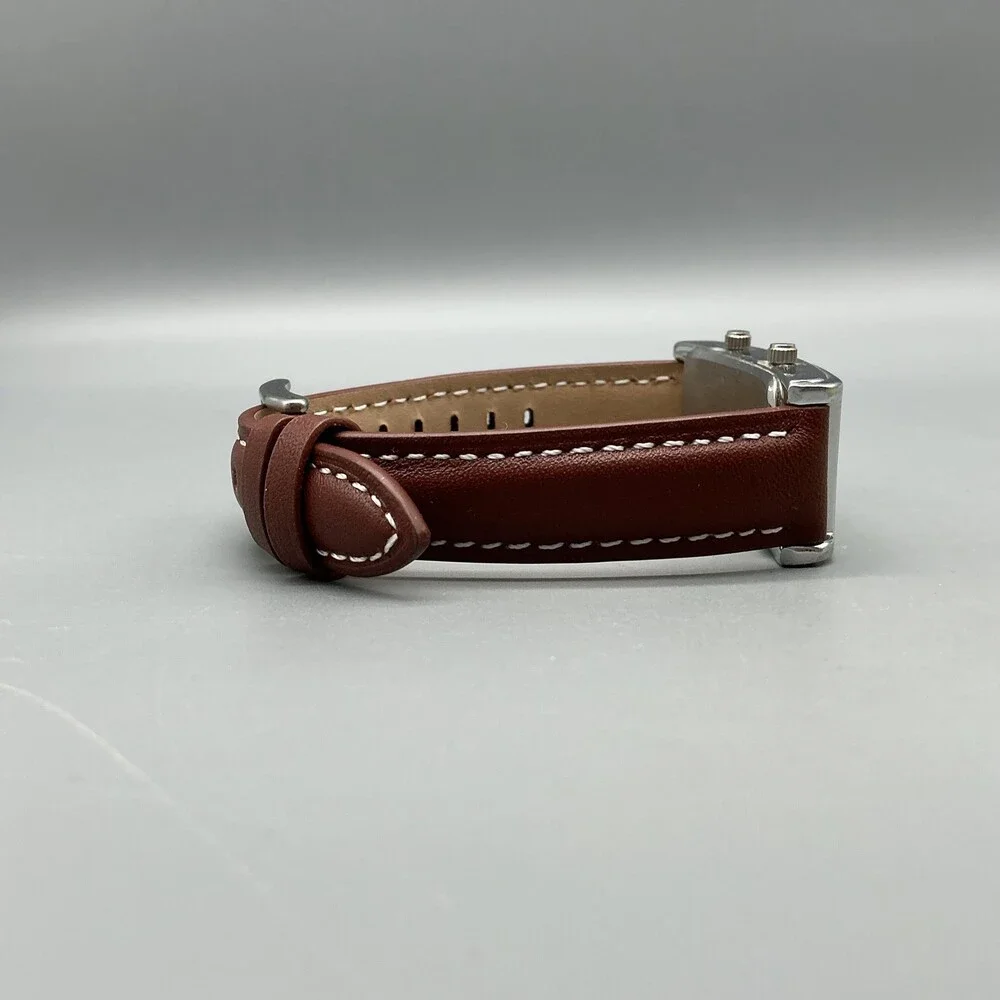 Avalon Dual Time Womens Watch 23mm Silver Dial Brown Leather Strap New Battery